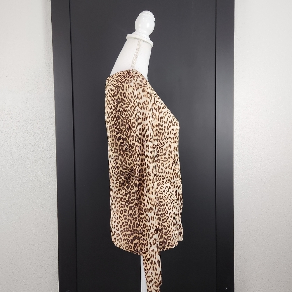 Peck & Peck Leopard Print Button Up Nylon Blouse … - image 4